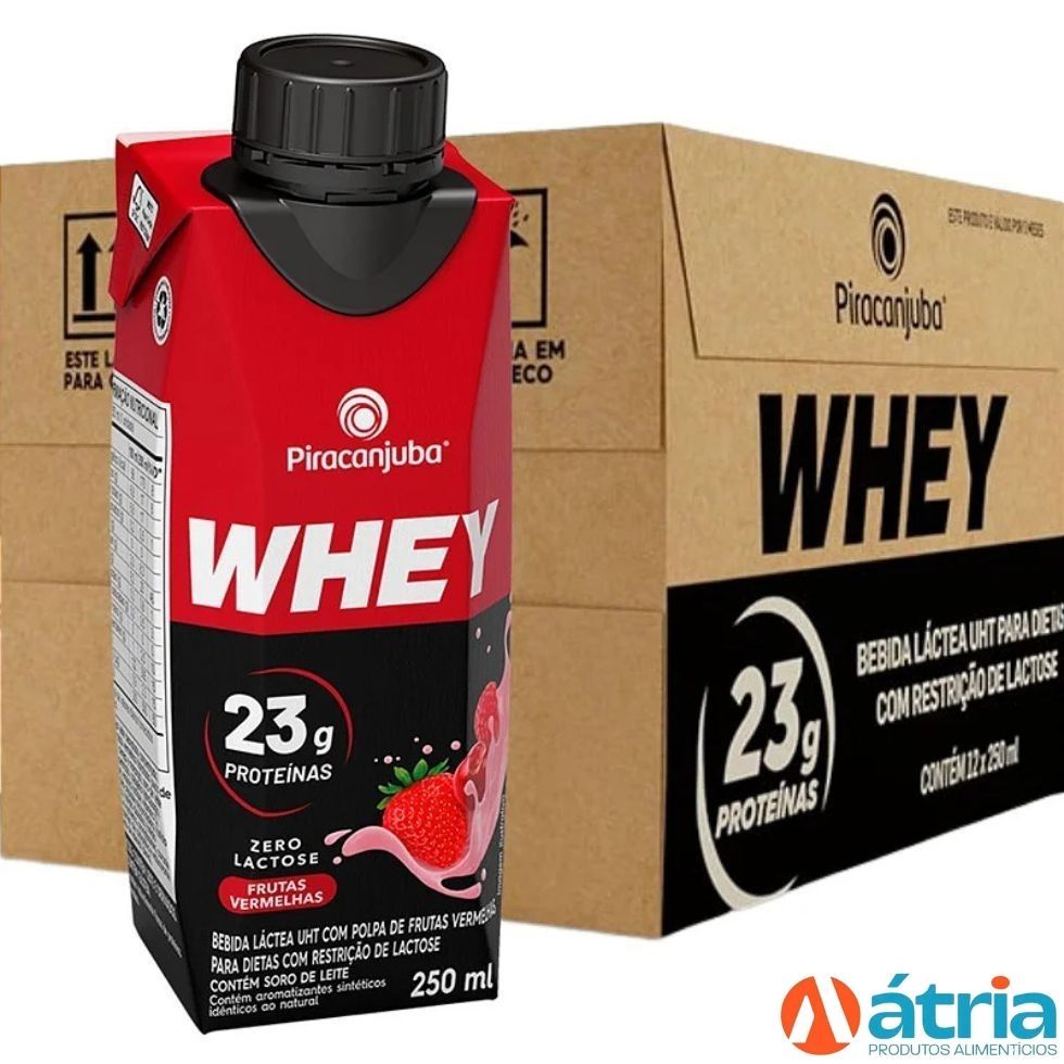 Kit 6~12 Bebida Láctea Pro Force Frutas Vermelhas 23g de Proteína 250ml Piracanjuba