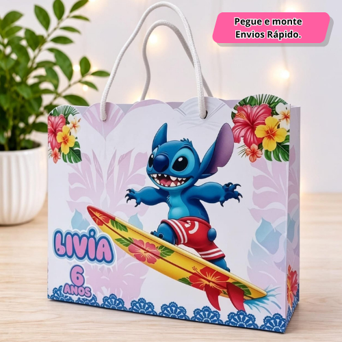 Sacolinha Stitch Personalizadas Pegue e monte/ lembrancinhas Stitch / Festa Infatil/ kit Festa Stitch