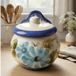 Saleiro Porta Sal Cerâmica Decorativo Cozinha Parede com Tampa