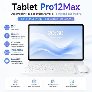 【Free Keyboard and mouse】Tablet Pro12Max Tablet 11.6 Inch 16GB+512GB 8800mAh Battery Android Tablet 5G