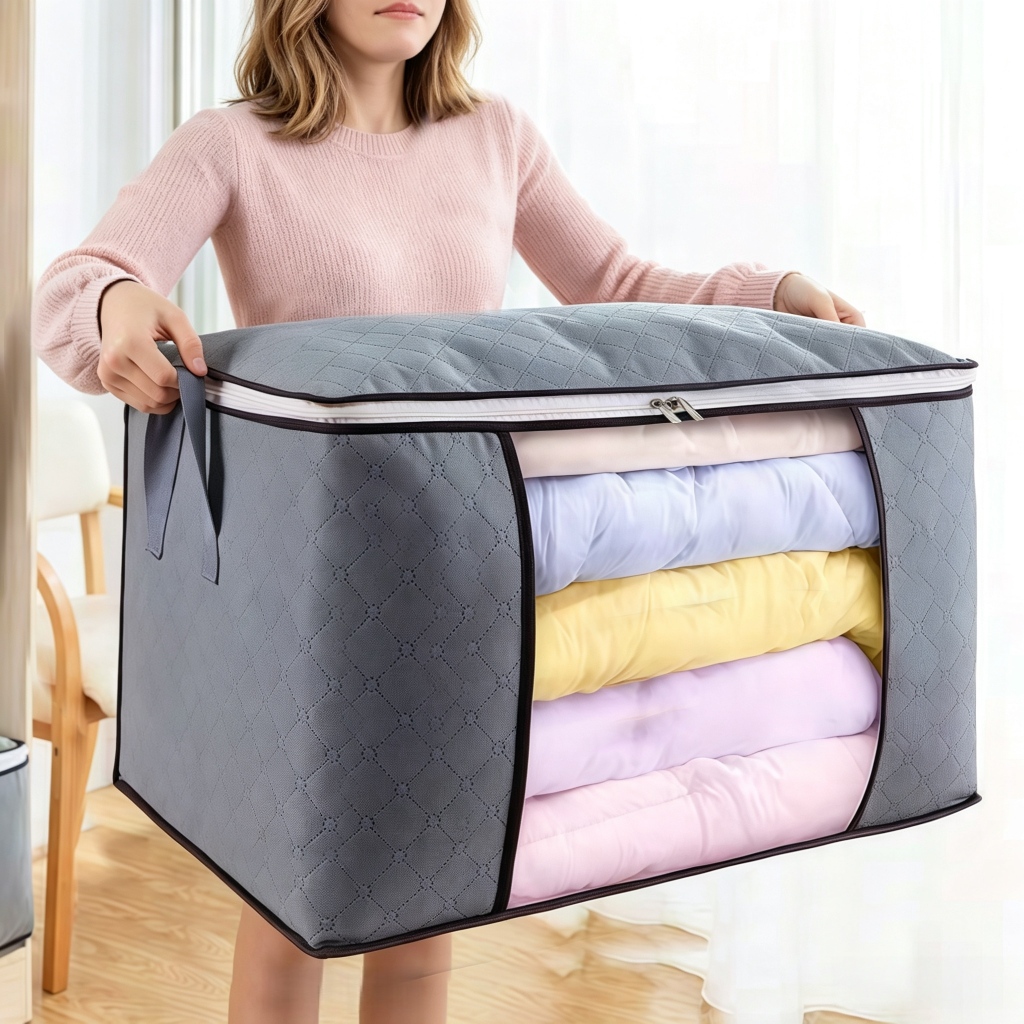 Caixa Saco Organizador Grande Edredom Cobertor Casaco Guarda Roupa Ecológico Home Organizers Wardrobe Organizers