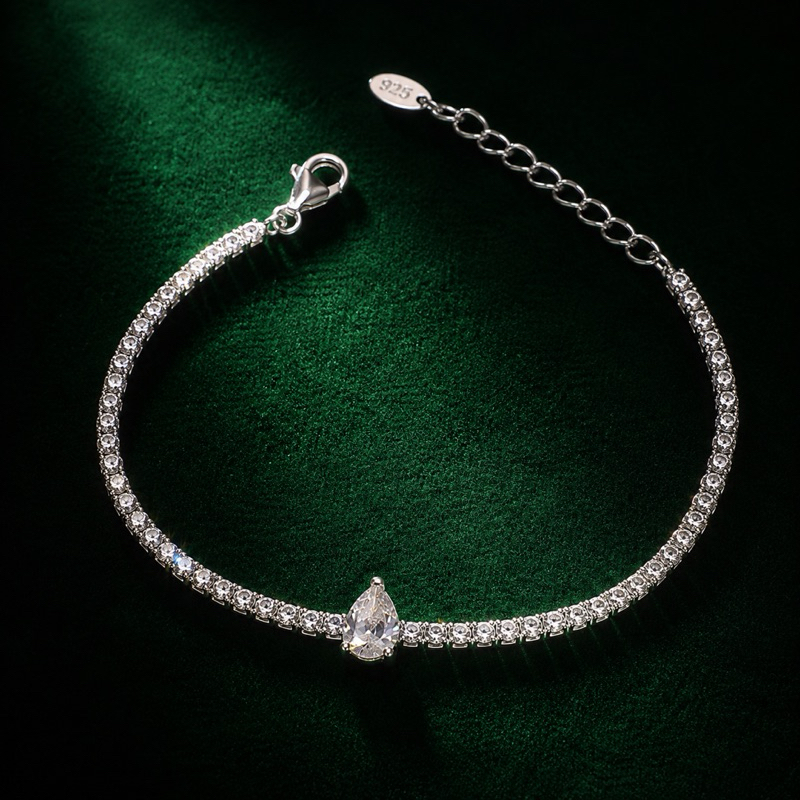 Pulseira Riviera Gota Transparente em Prata 925 Elegante e Sofisticada