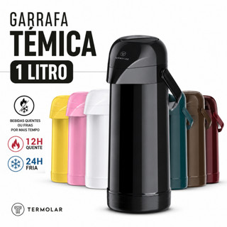 Garrafa Térmica Café 1 Litro Termolar Magic Pump Quente e Frio Botão de Pressão