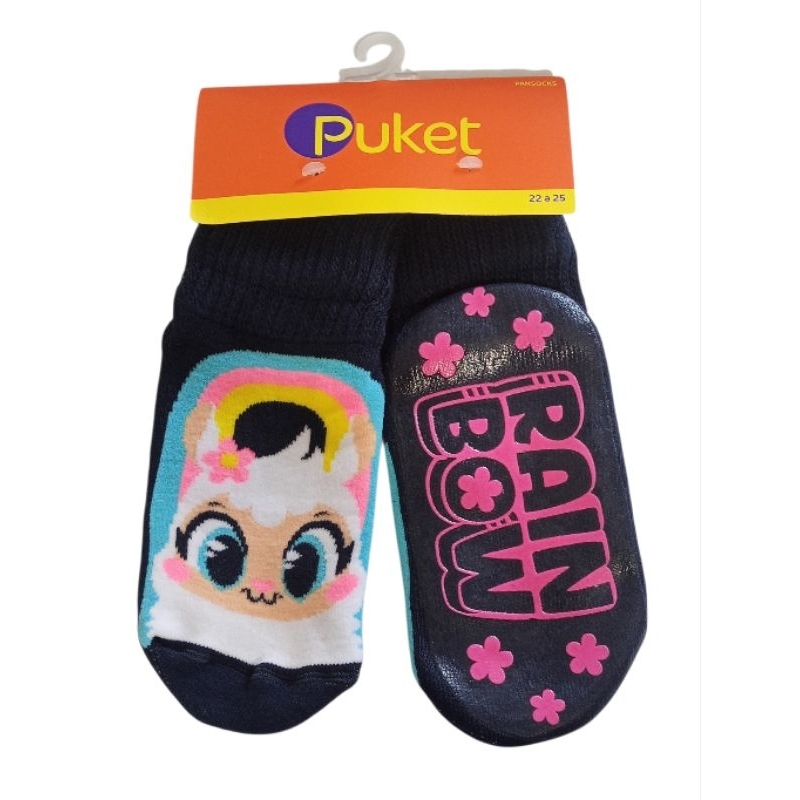 Meia Puket Infantil Pansoks solado Tam. 22/25 menina