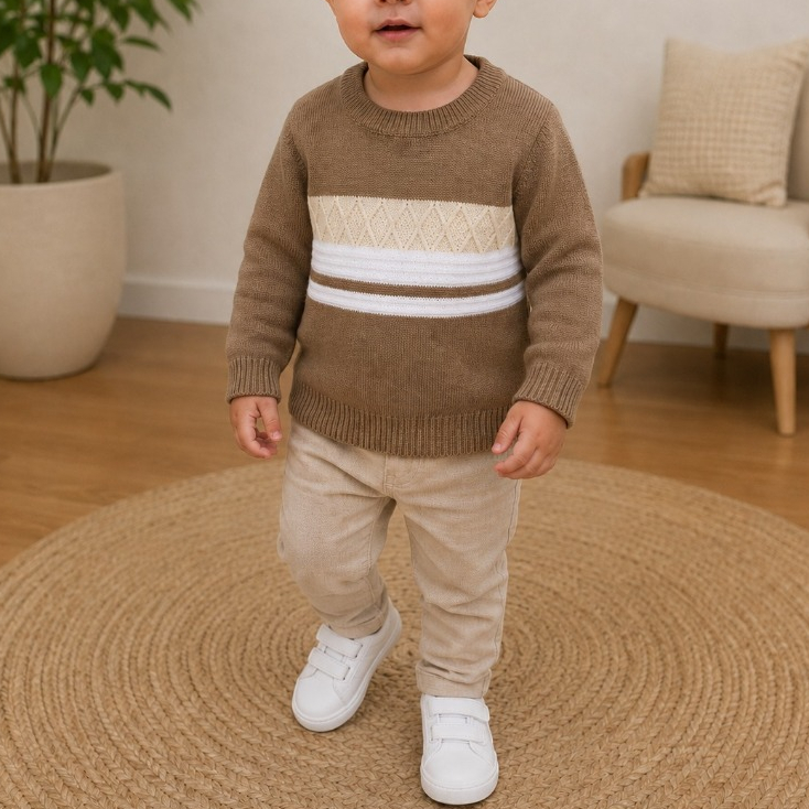 Suéter Infantil Menino 1 a 3 anos Quentinho Listrado
