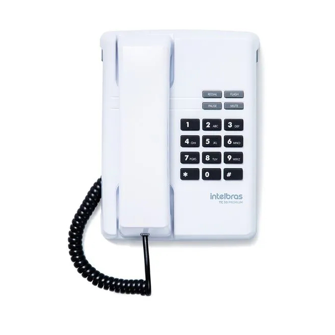 Telefone com Fio Intelbras TC 50 Premium Branco Original Mesa e Parede Alta Qualidade Resistente Volume