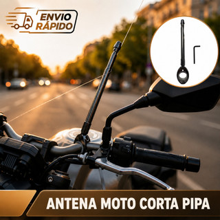 Antena Corta Pipa Moto Retrátil Anti Cerol Aço Inox Guidão Universal 7 Estágios