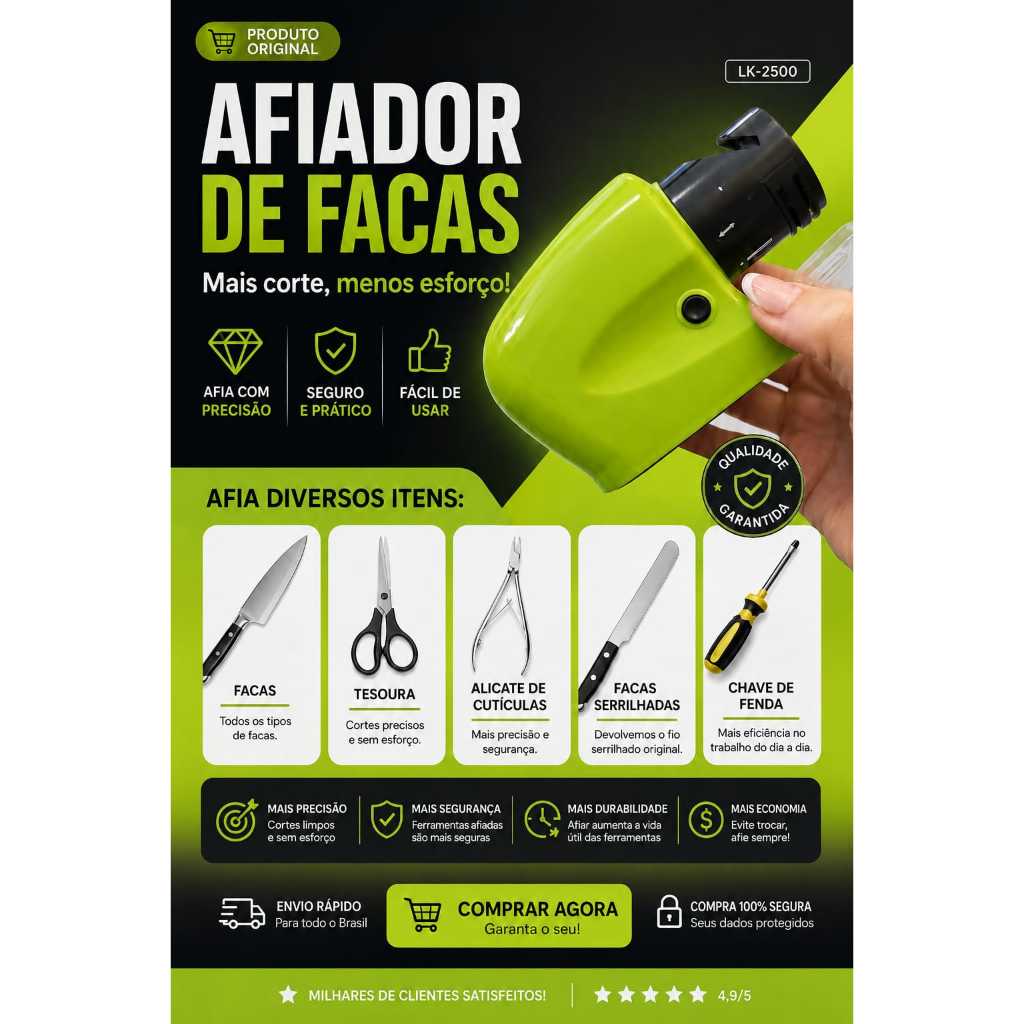 Amolador de Faca Elétrico a Pilha Portátil de Utensílios de Cozinha Facas Tesoura Ferramentas Profissional