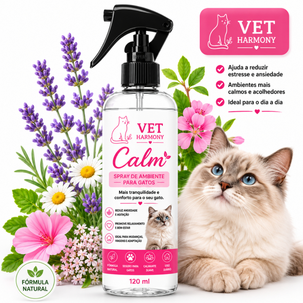 Imagem SPRAY CALMANTE GATOS VET HARMONY 120ML Antiestresse Ambiente Reduz Ansiedade Relaxante