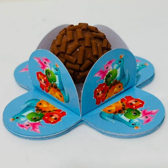 Forminha Personalizada no tema Dinobaby Dinossauro bebê | Doce Brigadeiro | Aniversário | Feliz Aniversário | Parabéns