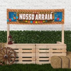 Faixa Para Barraca Festa Junina Horizontal Painel Em Tecido 2,00×0,50m Placa Arraiá Decorativa