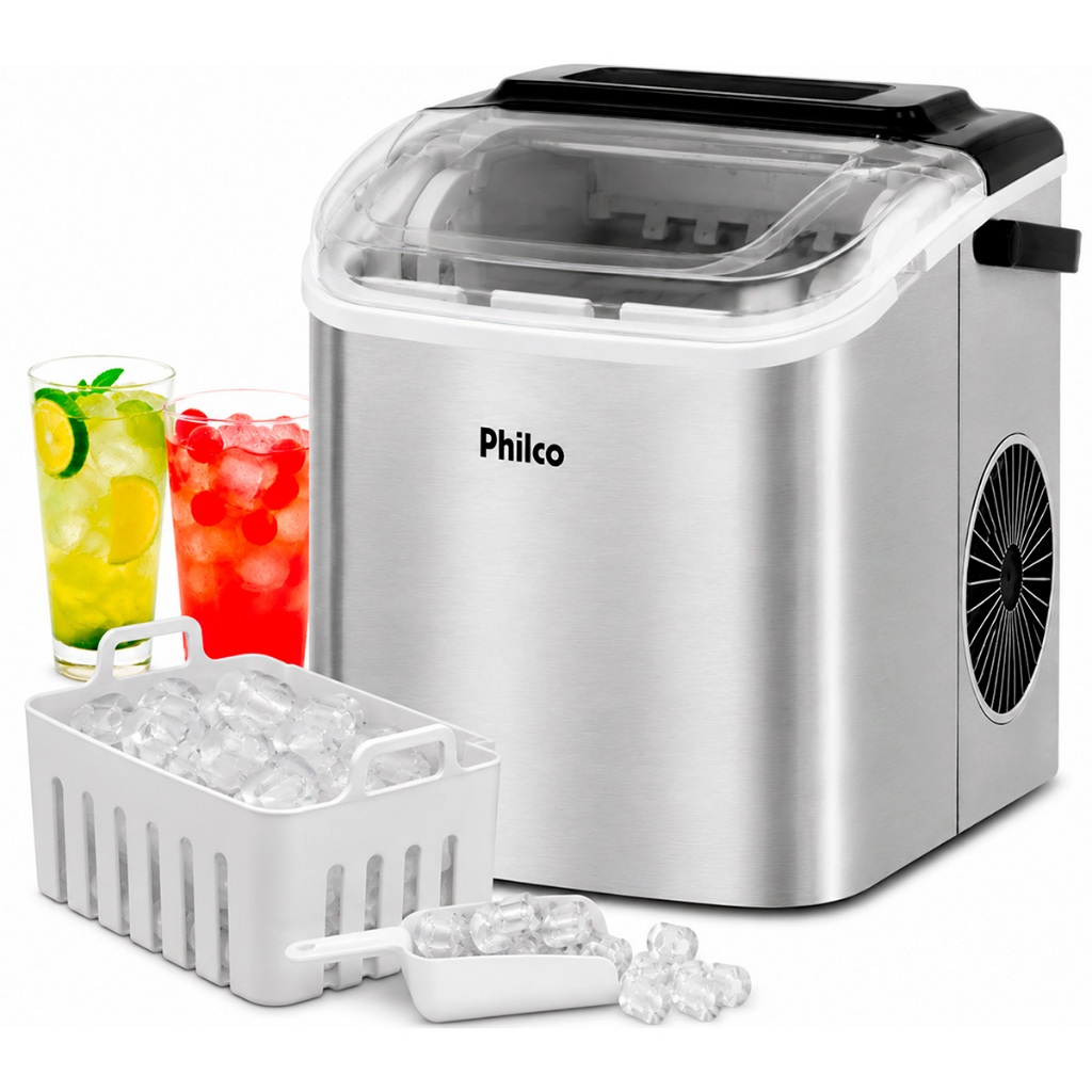Máquina De Gelo 12 Kg/Dia Fabricadora Portátil Turbo Ice Philco Inox