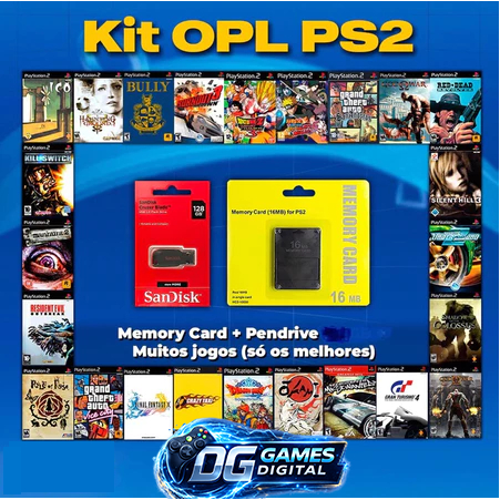 KIT 28 JOGOS PS2 OPL PENDRIVE 64GB + 1000 JOGOS EMULADOR + MEMORY CARD PRONTO PRA JOGAR LISTA NA IMAGEM