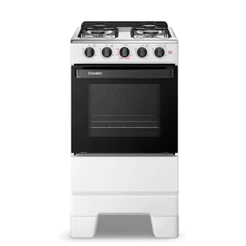 Fogão 4 Bocas Esmaltec Mesa Inox, Forno 50 Litros, Acendimento Manual e Grades Removíveis