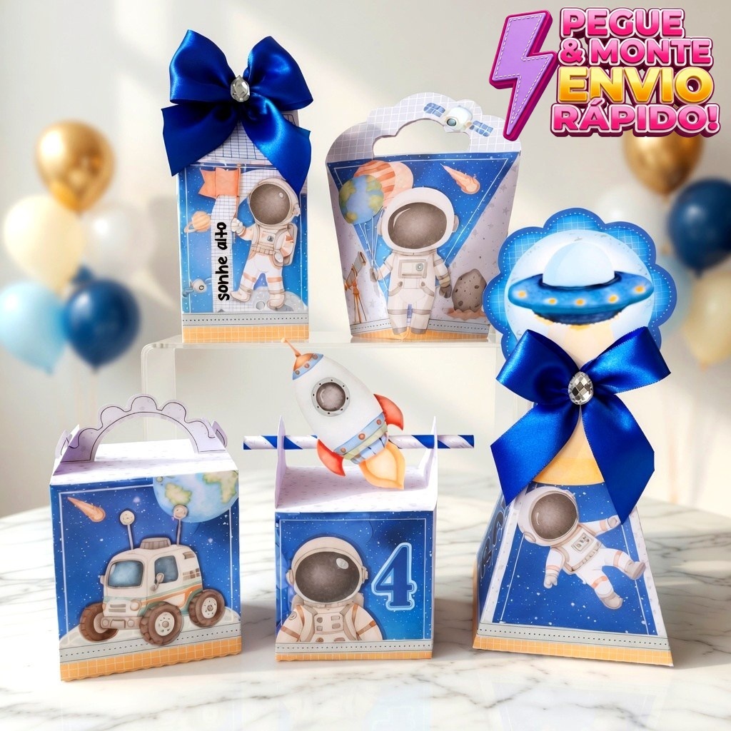 kit Caixas Astronauta - lembrancinha para Aniversário - kit Festa