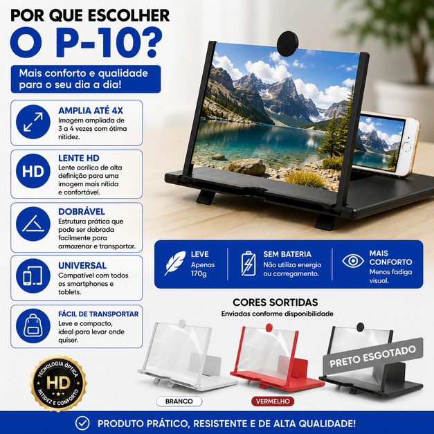Lupa Ampliadora de Tela 10 Polegadas HD para Celular Universal Dobrável Suporte Smartphone