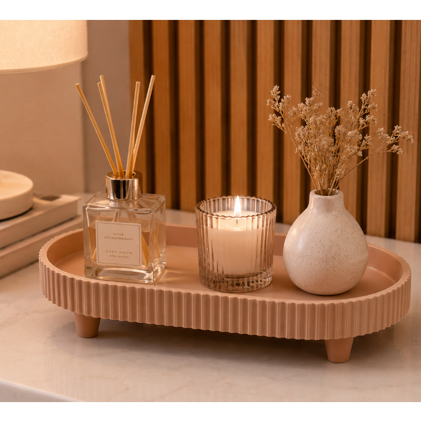 Bandeja Decorativa Organizadora Oval Multiuso Minimalista de Mesa