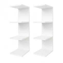 Torre de Prateleiras Kit com 2 de MDF Branco Nicho Decorativo Organizador Multiuso