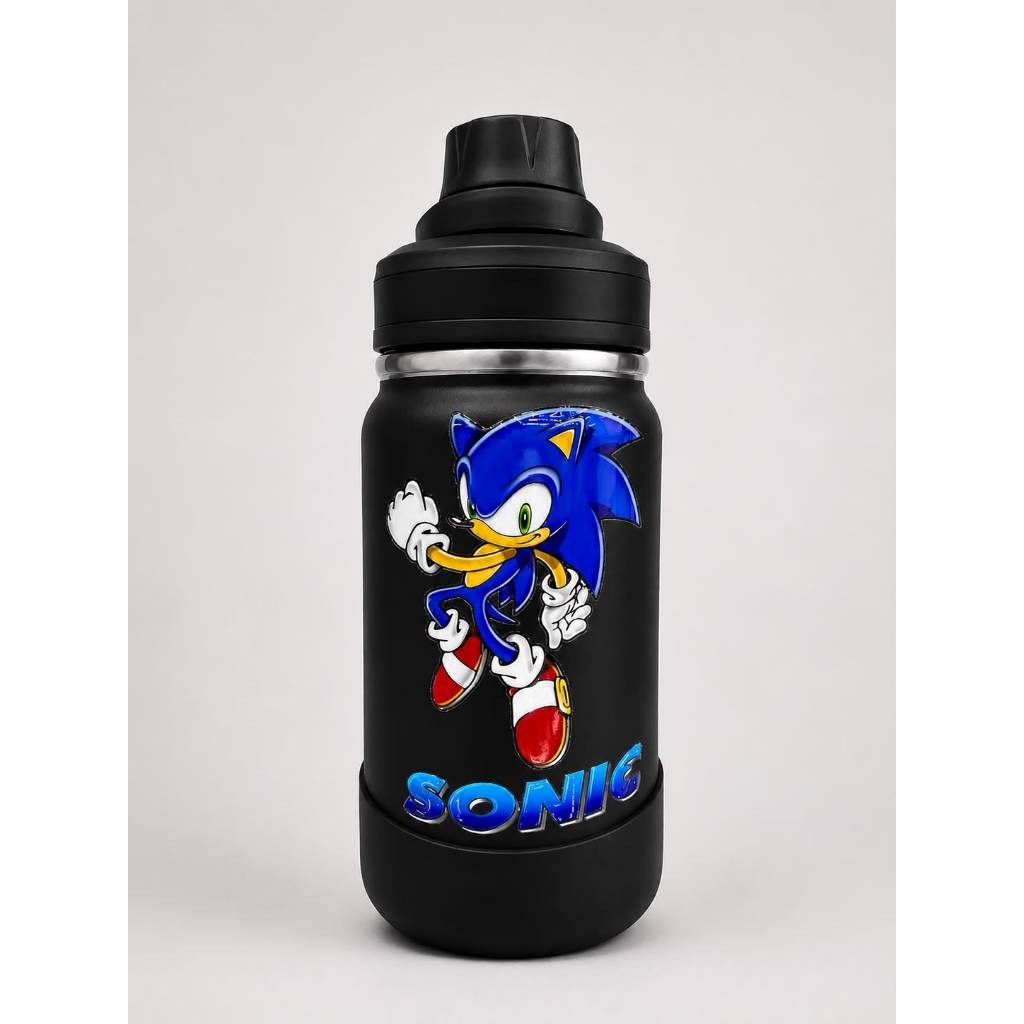 Garrafa Infantil Térmica Personalizada 350ml Inox com Nome e Desenho Escolar Base Antiderrapante