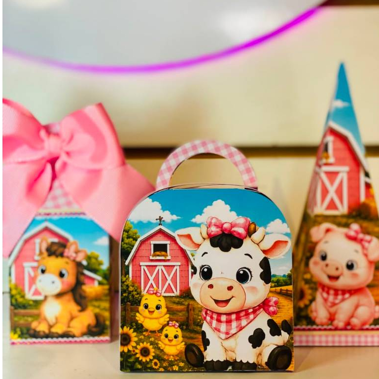 kit Festa Fazendinha Menina - Pegue e Monte Caixinhas personalizadas Decoração de Festa Lembrancinhas / Fazendinha Rosa