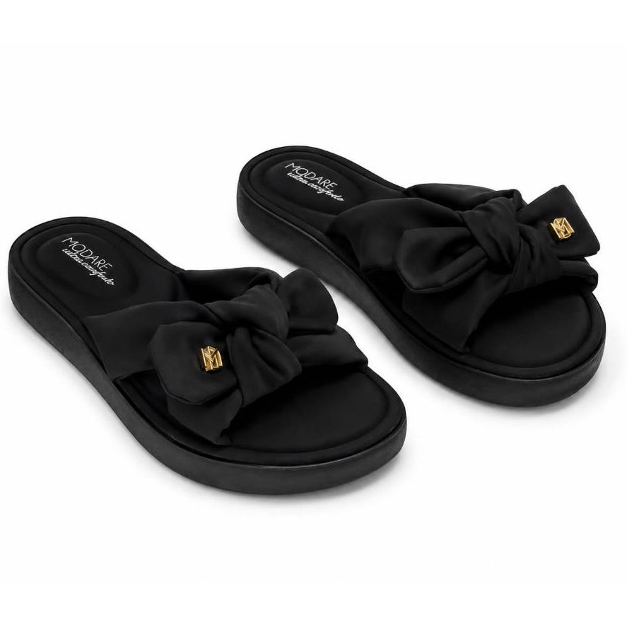 Chinelo Slide Feminino Modare Plataforma Confortável Macio Casual com Laço