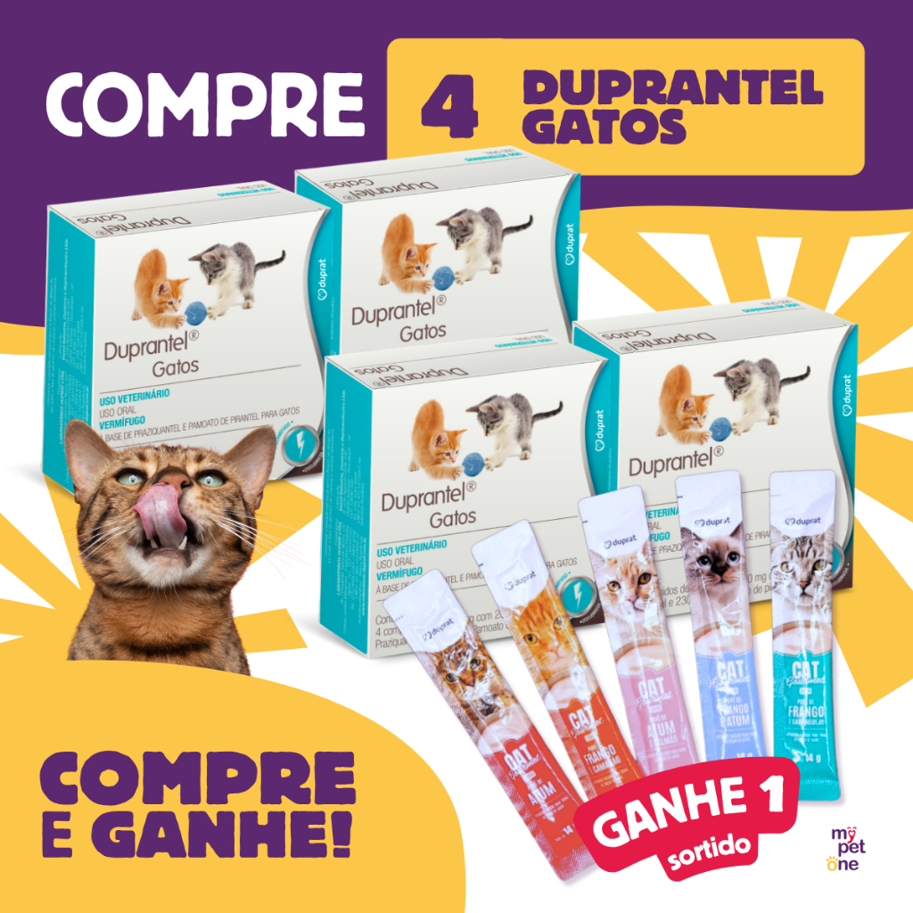 Kit 4 Vermífugo Duprantel Duprat Gatos 4 Comp + Brinde Cat Gourmet