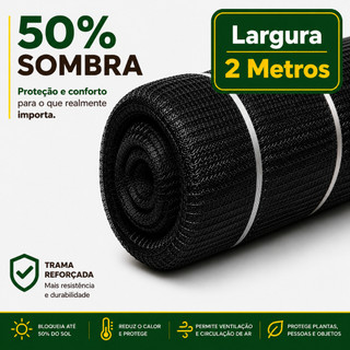 Tela Sombrite Sombreamento 50% - Largura 2 Metros Escolha sua Medida - Horta Jardim Viveiro Mudas Flores Anti-UV