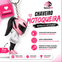 Chaveiro Motoqueira Feminino Capacete Presente para Motociclista