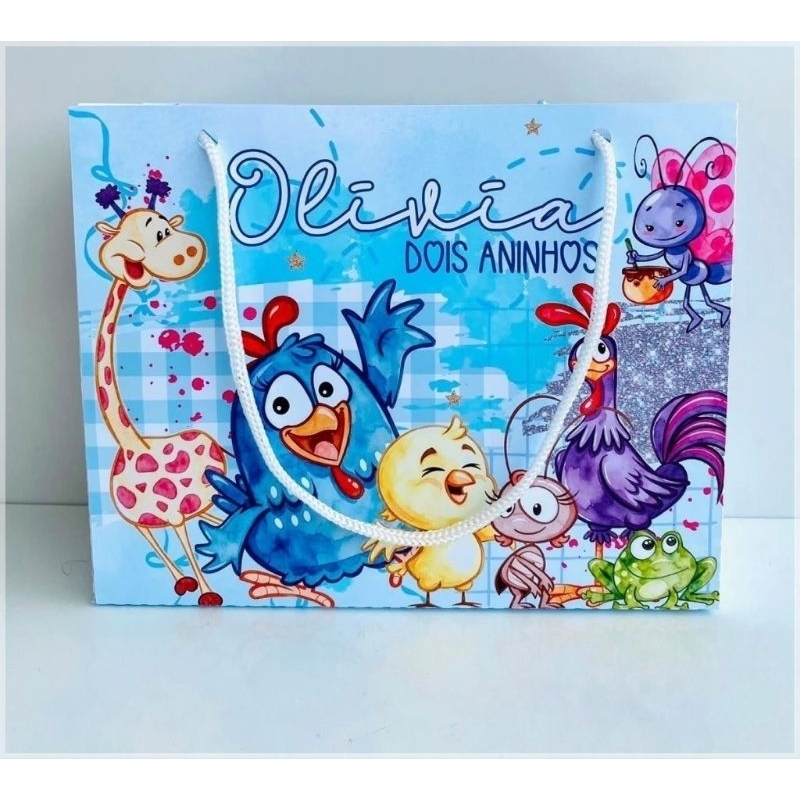 Sacolinha Personalizada GALINHA PINTADINHA/Lembrancinha/Aniversário/PEGUE E MONTE