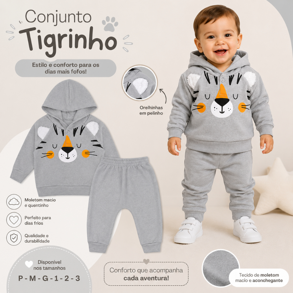 Conjunto Moletom Bebê Menino Inverno — imagem 2 de 2