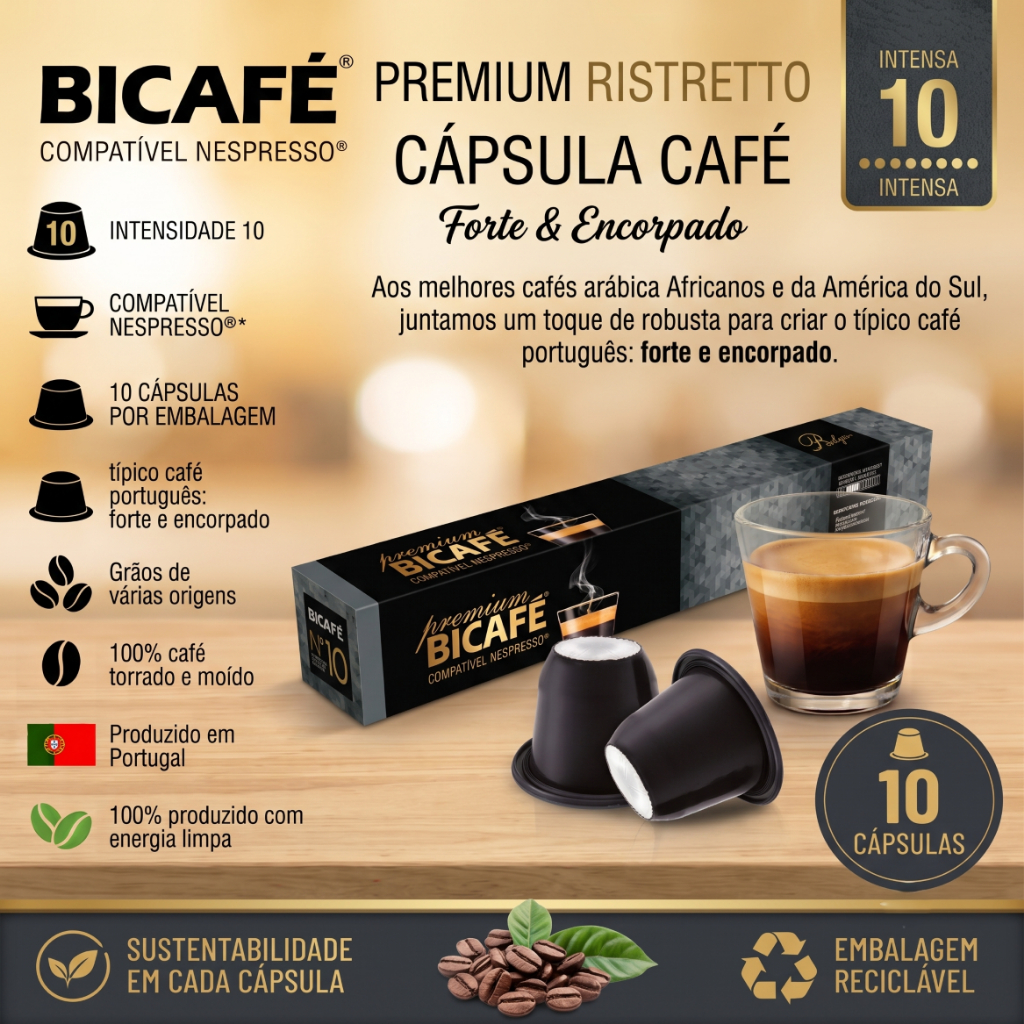 Cápsula Importada Café Premium Ristretto 10 Cápsulas Importadas Bicafé Compatível Nespresso Intensidade 10 · foto 2