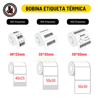Rolo Etiqueta Térmica Adesiva 50x50mm 50x30mm 40x25mm (1 Coluna)