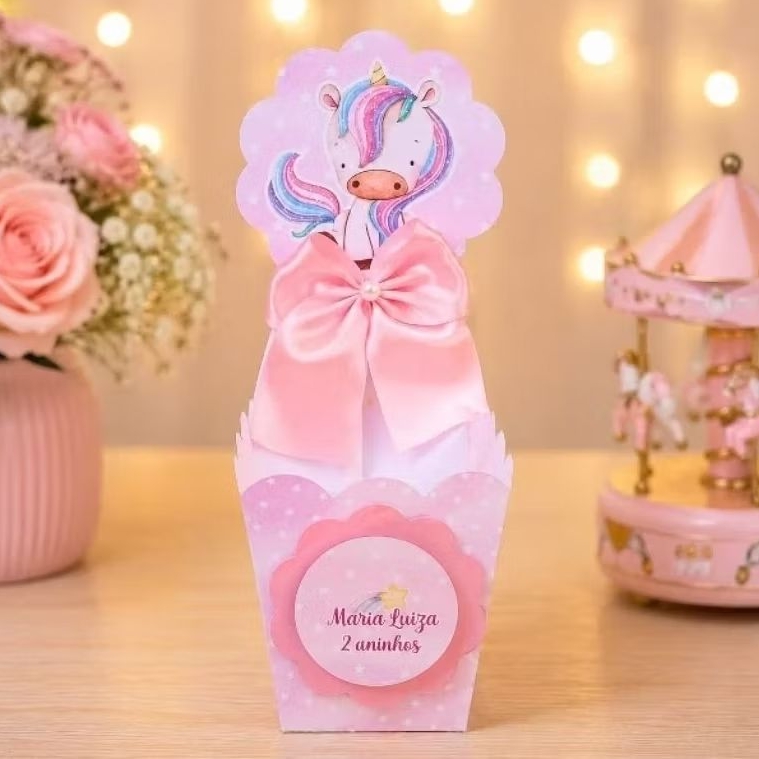Centro de Mesa Unicórnio Rosa Personalizados - Lembrancinha - Festa infantil - Aniversário - Decoração - DESMONTADO