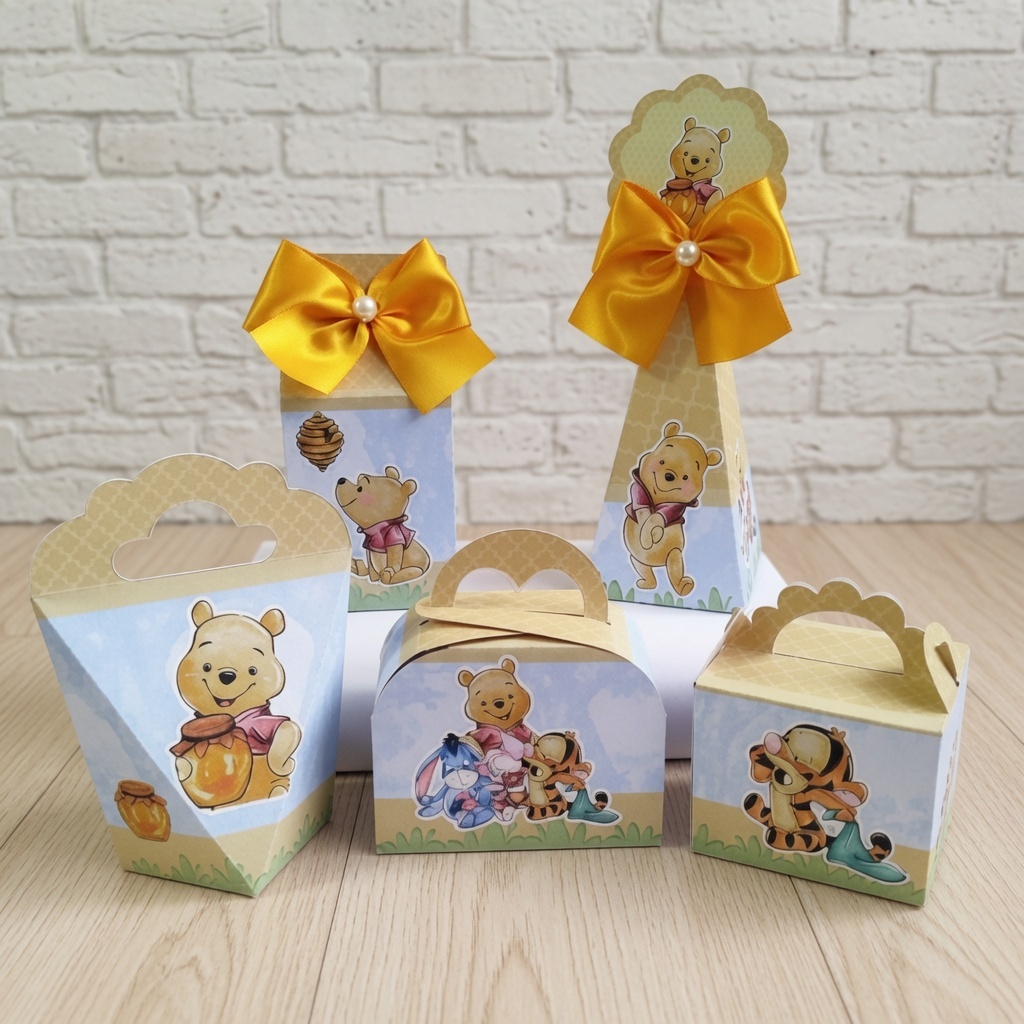 Kit Festa  Personalizada Ursinho Pooh  - Caixas  Ursinho Pooh |  Lembrancinha para Festa Infantil