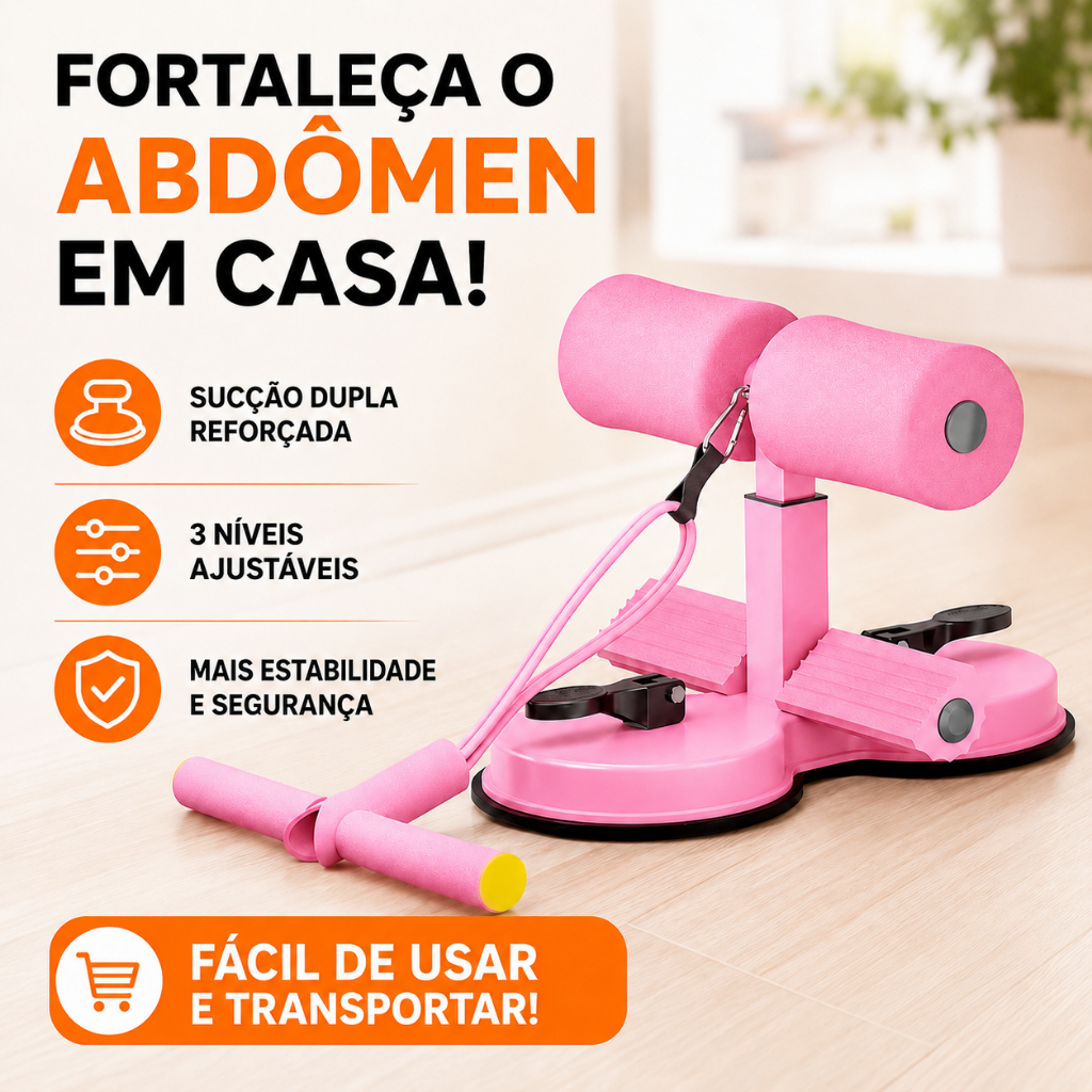 Aparelho Abdominal com Dupla Ventosa e Corda Elástica 3 Níveis Treino em Casa Fi