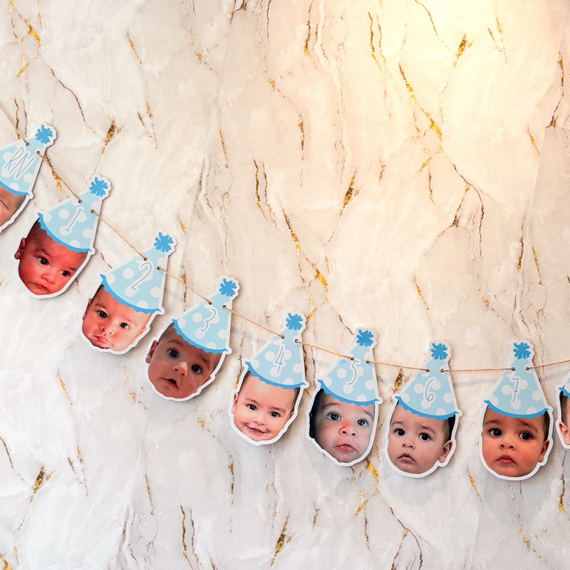 Varal Mesversário Personalizado com Fotos do Bebê | 12 Meses | Decoração Festa Infantil — imagem 2 de 2