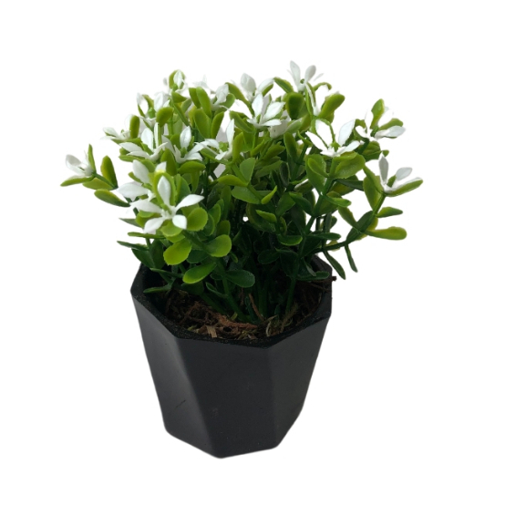 Arranjo com flores artificiais com vaso plantinha decorativo
