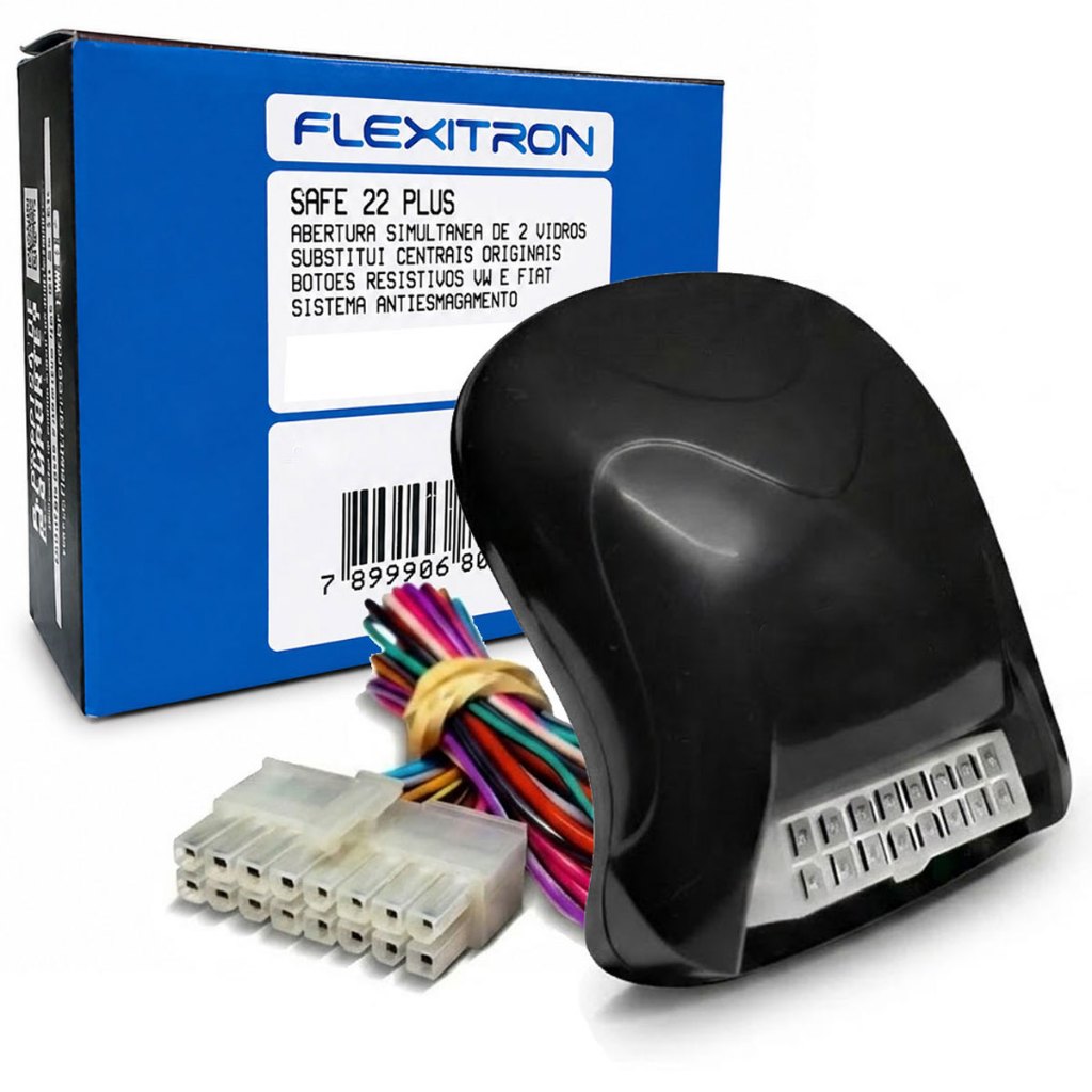 Módulo de Vidro Elétrico 2 Vidros Flexitron Safe22 Plus Universal Com Antiesmagamento