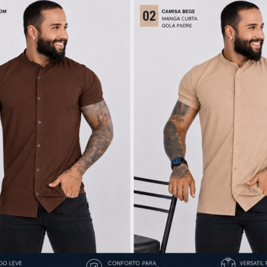 kit 2 Camisa Masculina Slim Fit com Modelagem Ajustada