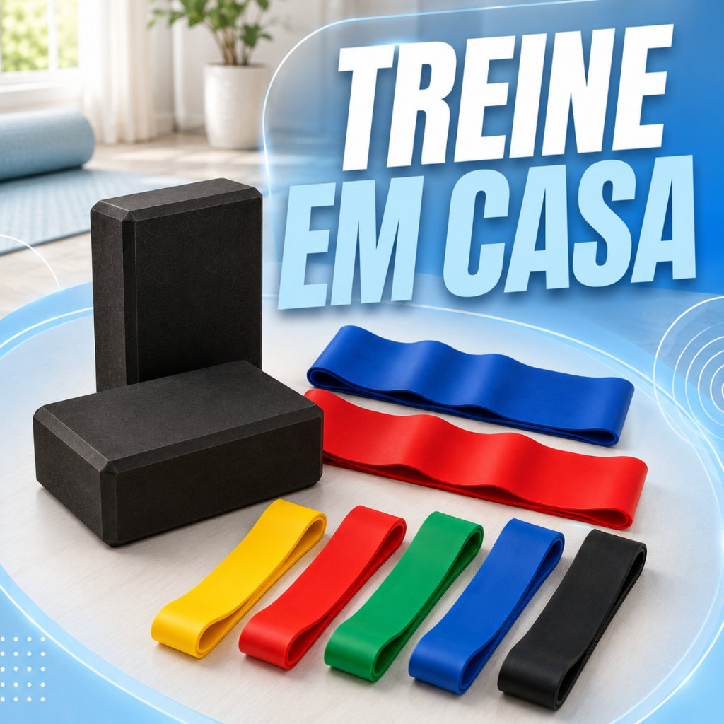 Imagem Kit Yoga Completo 2 Blocos + 2 Faixas + 5 Minibands Estabilidade Alongamento Treino e Força