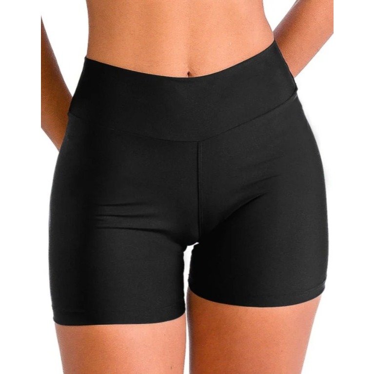 Short Fitness Feminino All Black Legbox Zero Transparência Academia Treino Corr