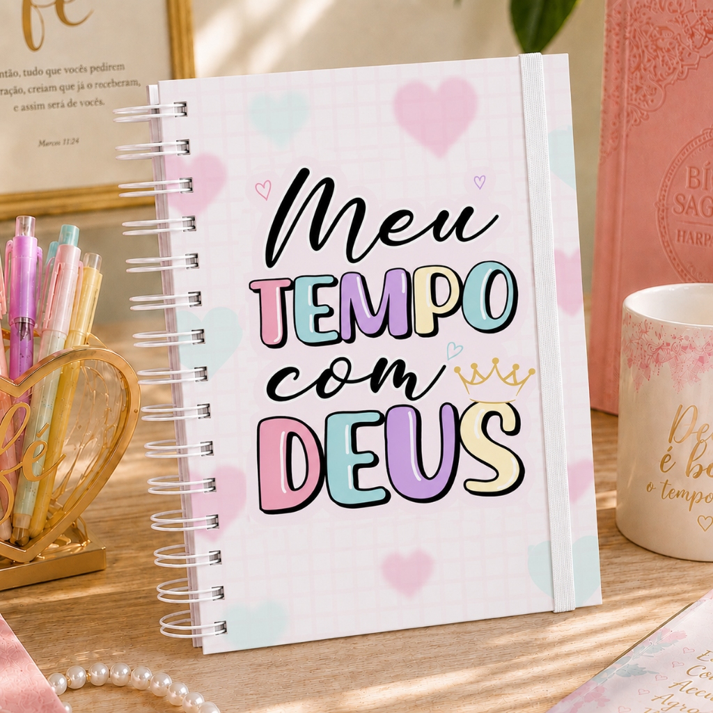 Planner Caderneta Meu Devocional Caderno de Anotações Minhas Orações Wire-o Capa Dura Cores