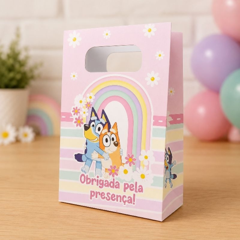 Sacolinha Personalizada Blueys Rosa Menina(PEGUE E MONTE) Sacolinha Surpresa Lembrancinhas para festa Blueys