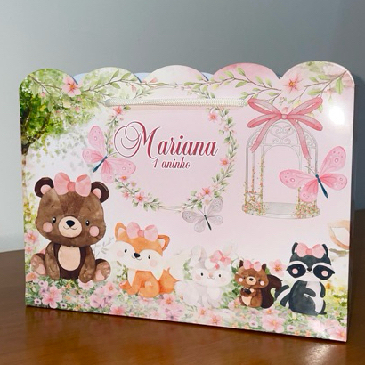 SACOLINHA BOSQUE MENINA Personalizado Lembrancinhas Mimos Aniversário Borboletas Pegue e Monte
