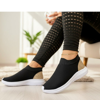 Tênis Meia Slip On Feminino Macio Leve Academia Caminhada Moda
