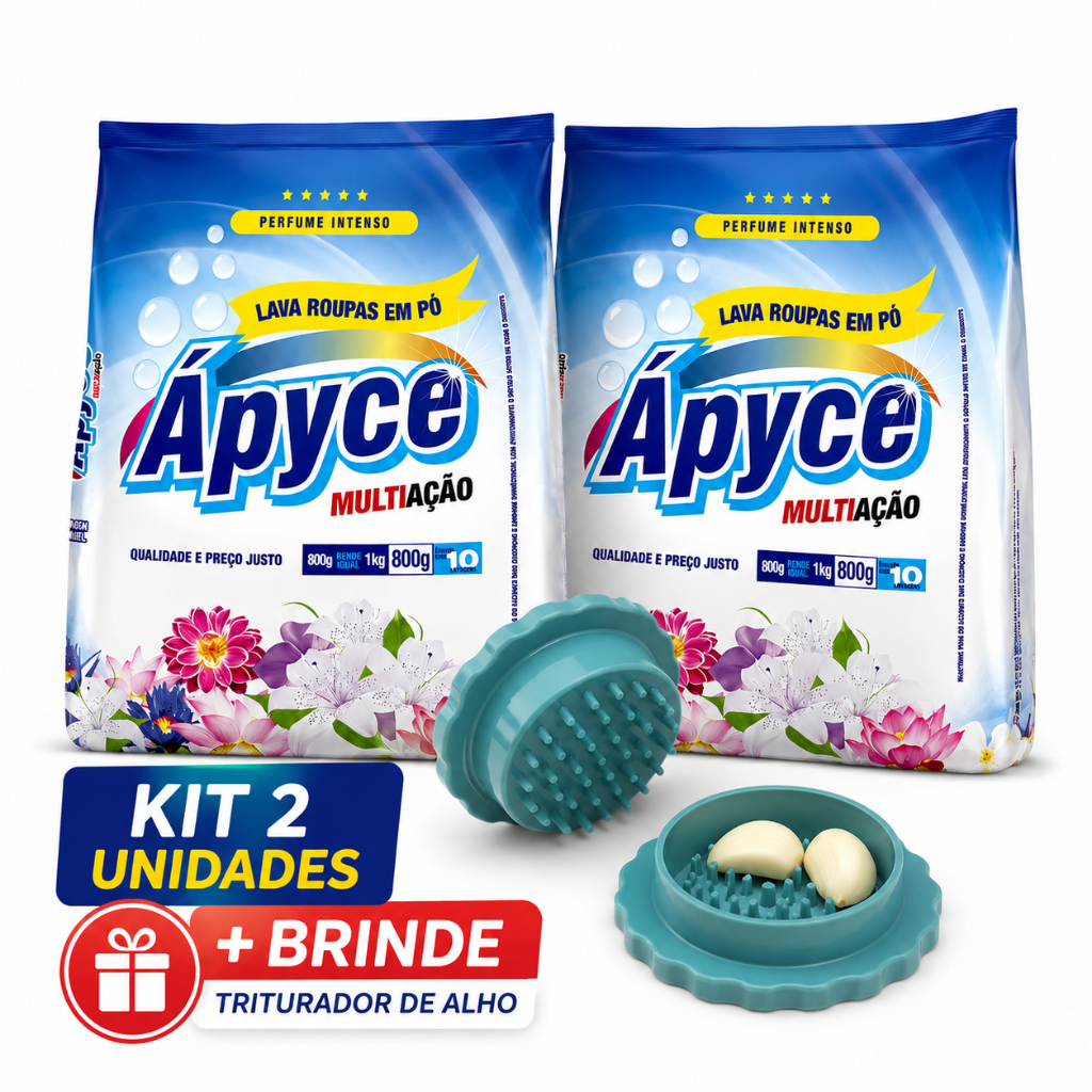 Kit 2 Sabão em Pó Apyce 800g Alta Limpeza Perfume Duradouro Lava Roupas Multiação