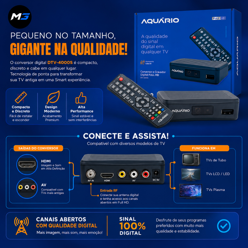 Conversor Digital para TV Antiga Full HD DTV-4000S com Controle