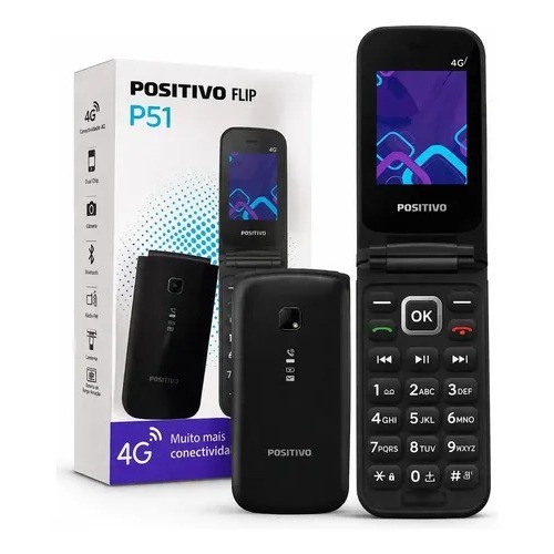 Celular Positivo P51 Flip 4g Dual Sim Celular Abre e Fecha Ideal Para Idoso