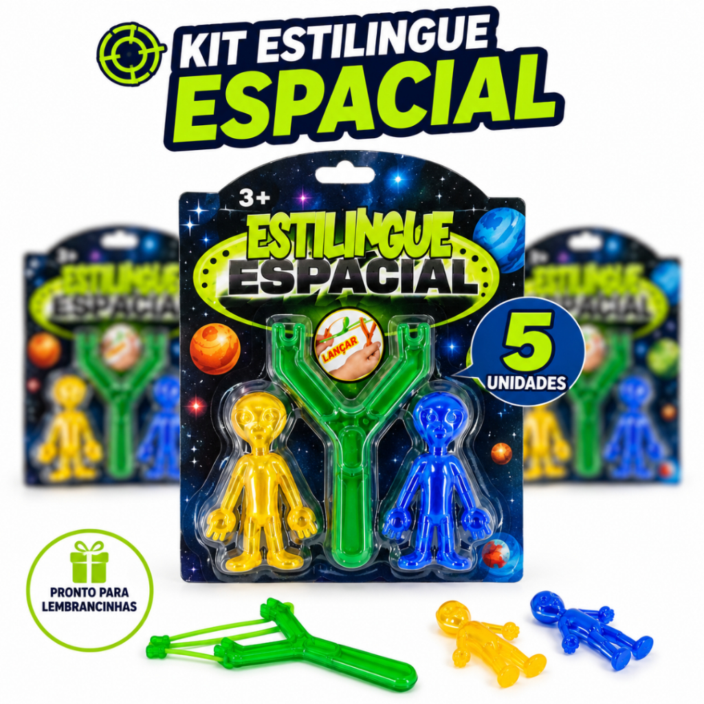 Kit 5 Estilingue Espacial Infantil Lembrancinha Festa Aniversário Sacolinha Surpresa Brinquedo Brinde Escolar