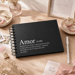 Kit Scrapbook Álbum de Fotos A5 com Caneta Gel e Adesivos – 25 Folhas Pretas